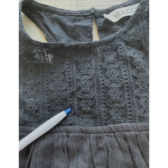 New Volcom Lace Accent Shift Dress Cotton Gauze Black Size XS - Picture 6 of 16